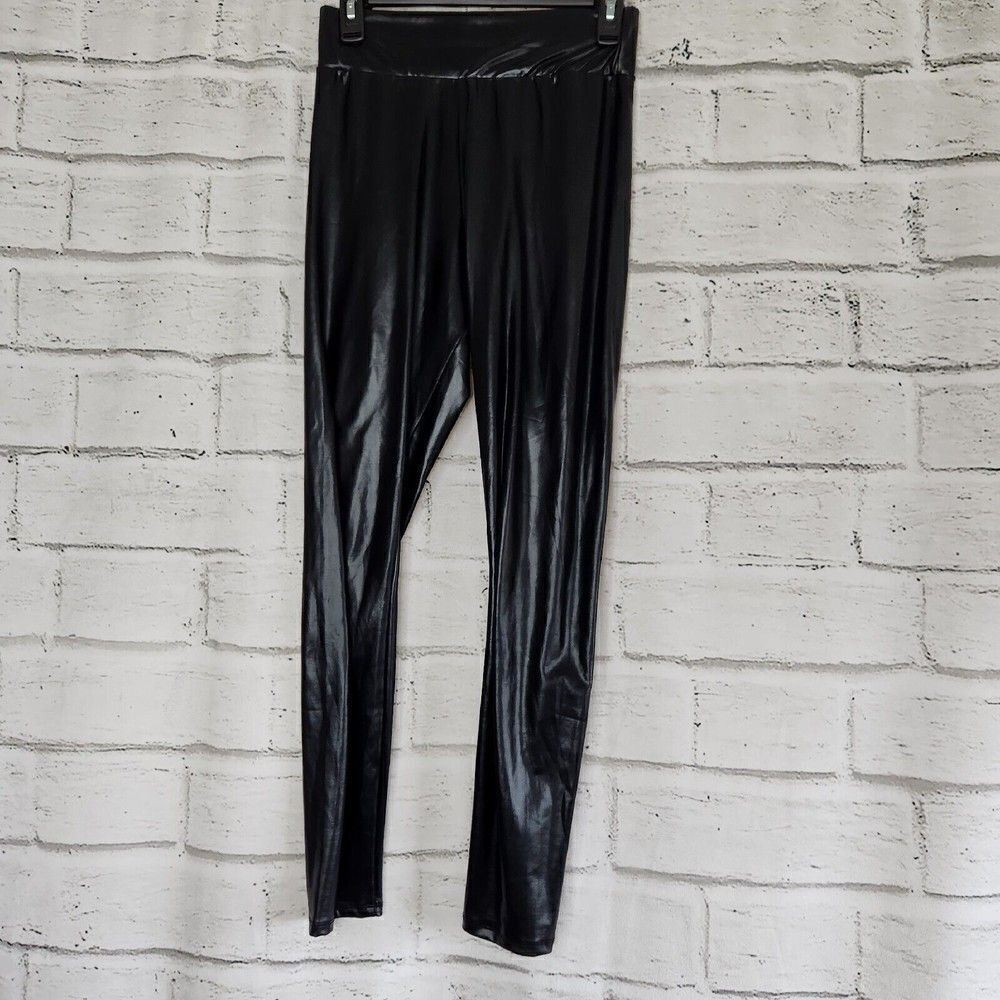 Asos Women's Black Faux Leather Skinny Stretch Pull On Elastic Waist Pants 8